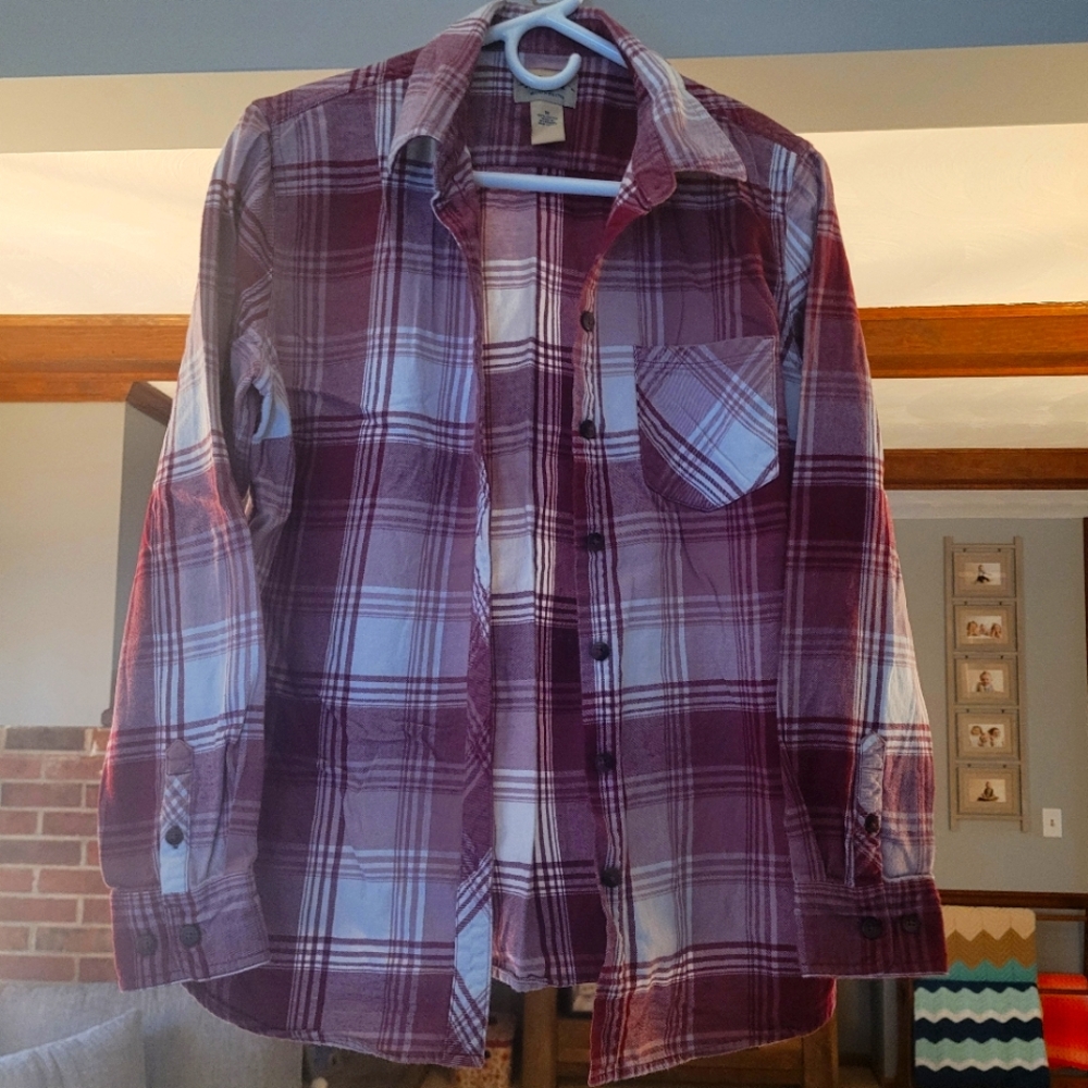 Womens, Blue Mountain, Size M, Burgandy/Wine/White Color Flannel